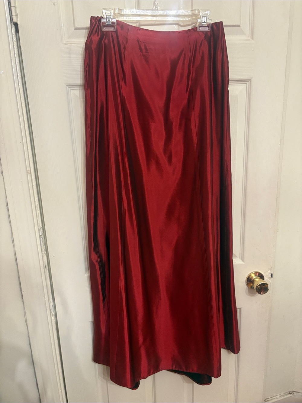 Xscape Wine Satin Maxi Skirt